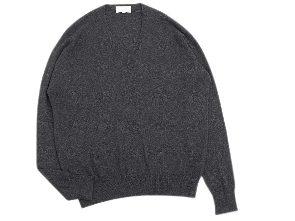 新品同様★Ermenegildo Zegna*エルメネジルドゼニア★イタリー製★カシミヤ混★濃グレー★Vネック*ニットセーター★50*IV/メンズ