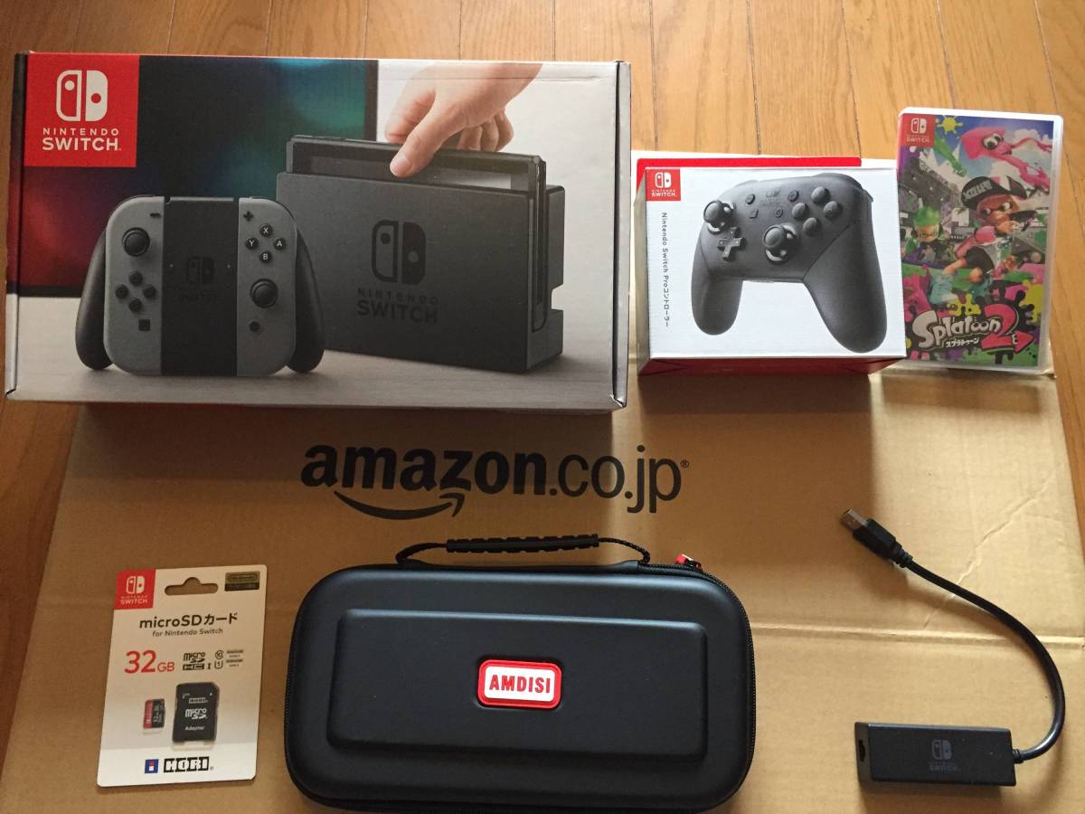 【１円～・中古美品】任天堂 スイッチ　Nintendo Switch 本体 Proコントローラー スプラトゥーン2　保護ケース_1