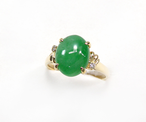 【ME】最落無し★天然翡翠(ヒスイ)/天然ダイヤモンド 18K/750　ゴールドリング・指輪(S15354)_2