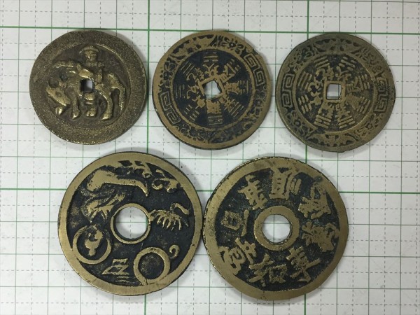 KOKORO 古銭おまとめ C728☆古銭・絵銭 参考品 絵銭 おまとめ 計5枚 詳細不明☆
