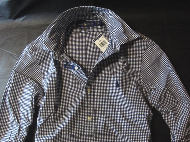 本物正規◆ポロラルフローレン◆長袖シャツ/ストレッチ 紺白/L 0254-241 ■新品