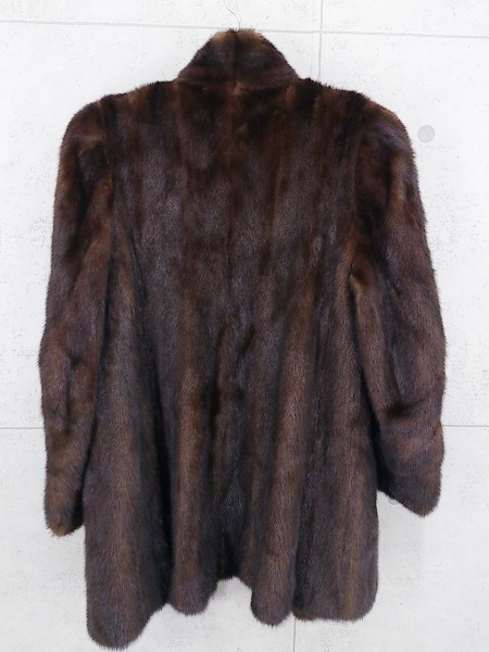 エンバ ダークブラウン ミンク毛皮ロングコート Lサイズ⑥ エンバ