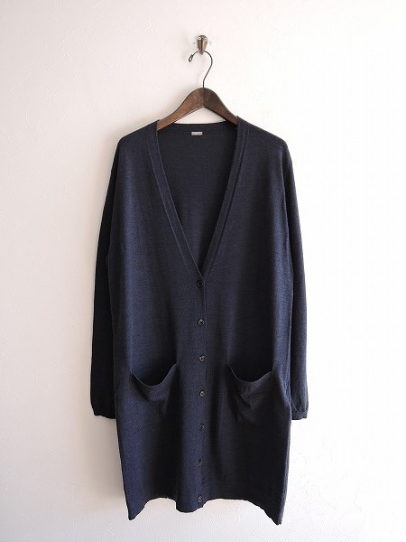 ■マーガレットハウエル MARGARET HOWELL *ウールロングニットカーディガン*F毛ネイビー紺1017【11K71】