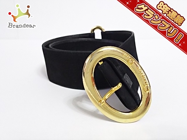 クリスチャンディオール ChristianDior ベルト 70 レザー×金属素材 黒×ゴールド