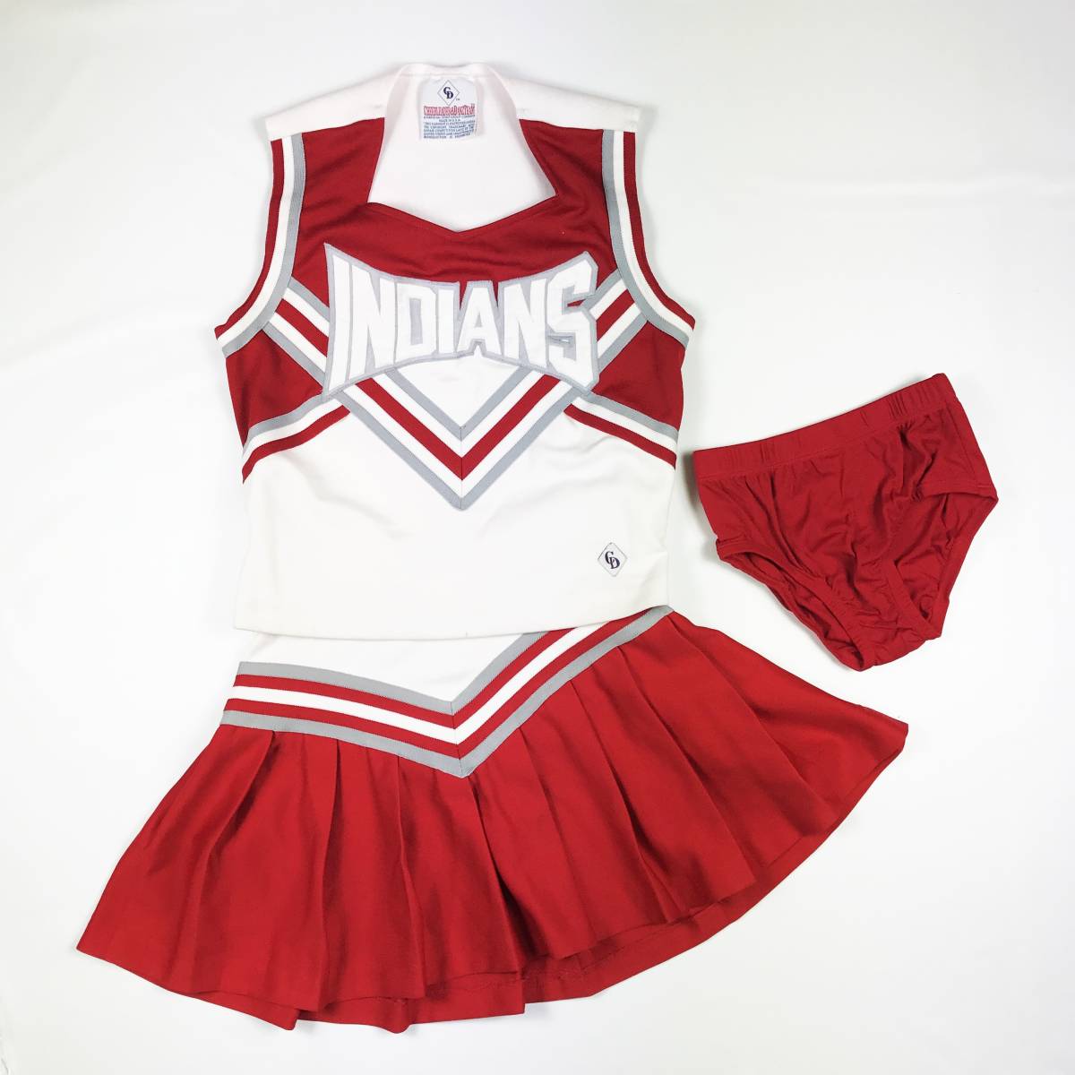 ★チアリーダー★チアガール ユニフォーム ホワイト＆レッド 白赤 チアリーディング トップ ミニスカート スコート コスプレ アメリカ