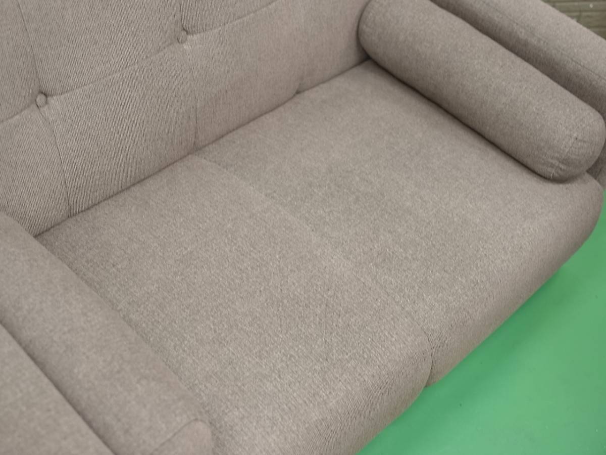 収納付 2人掛け ソファー ベッド ブラウン ファブリック コンパクト シンプル