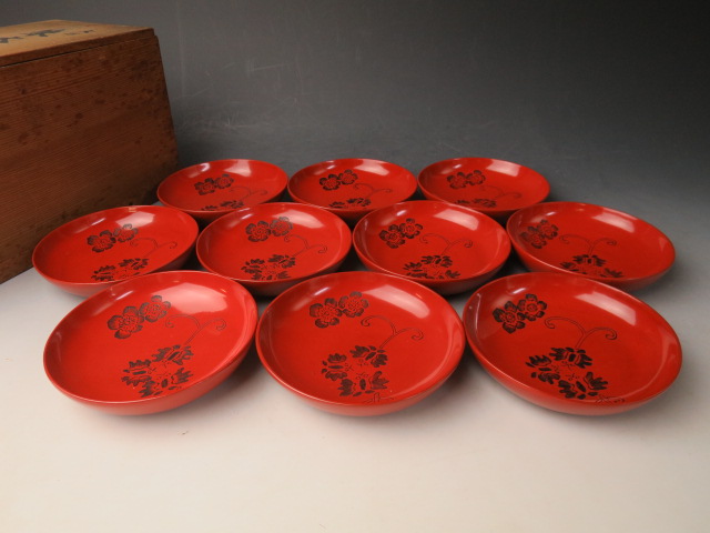 ⁄ 木製漆器 輪島塗 CG58 懐石会席茶道具 銘々皿 古民家 骨董⁄antiques 時代