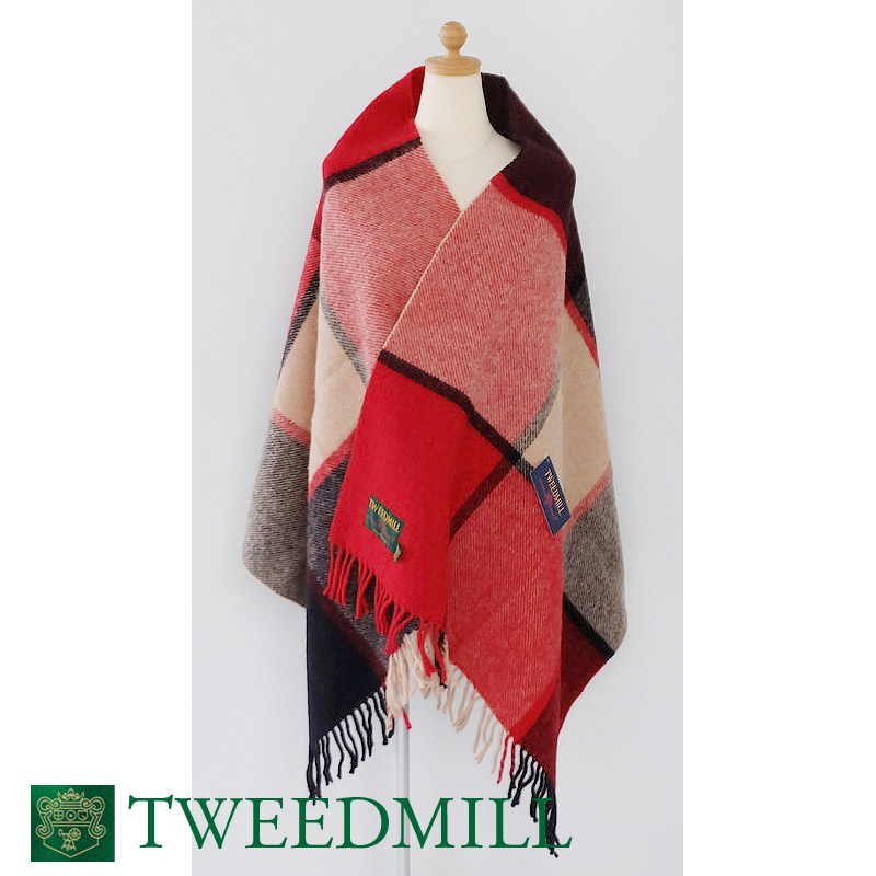 TWEEDMILL ツイードミル チェック柄大判ストール ブランケット ウール