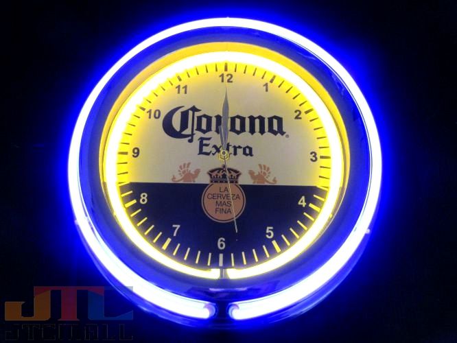 【希少】Corona Extra ダブルネオンクロック ・稼働品 Corona Extra コロナ 2連ネオン クロック W ネオンクロック 時計 BAR