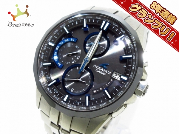 CASIO(カシオ) 腕時計 オシアナス マンタ OCW-S3001-1AJF メンズ チタン×セラミック/タフソーラー/クロノグラフ 黒×ブルー
