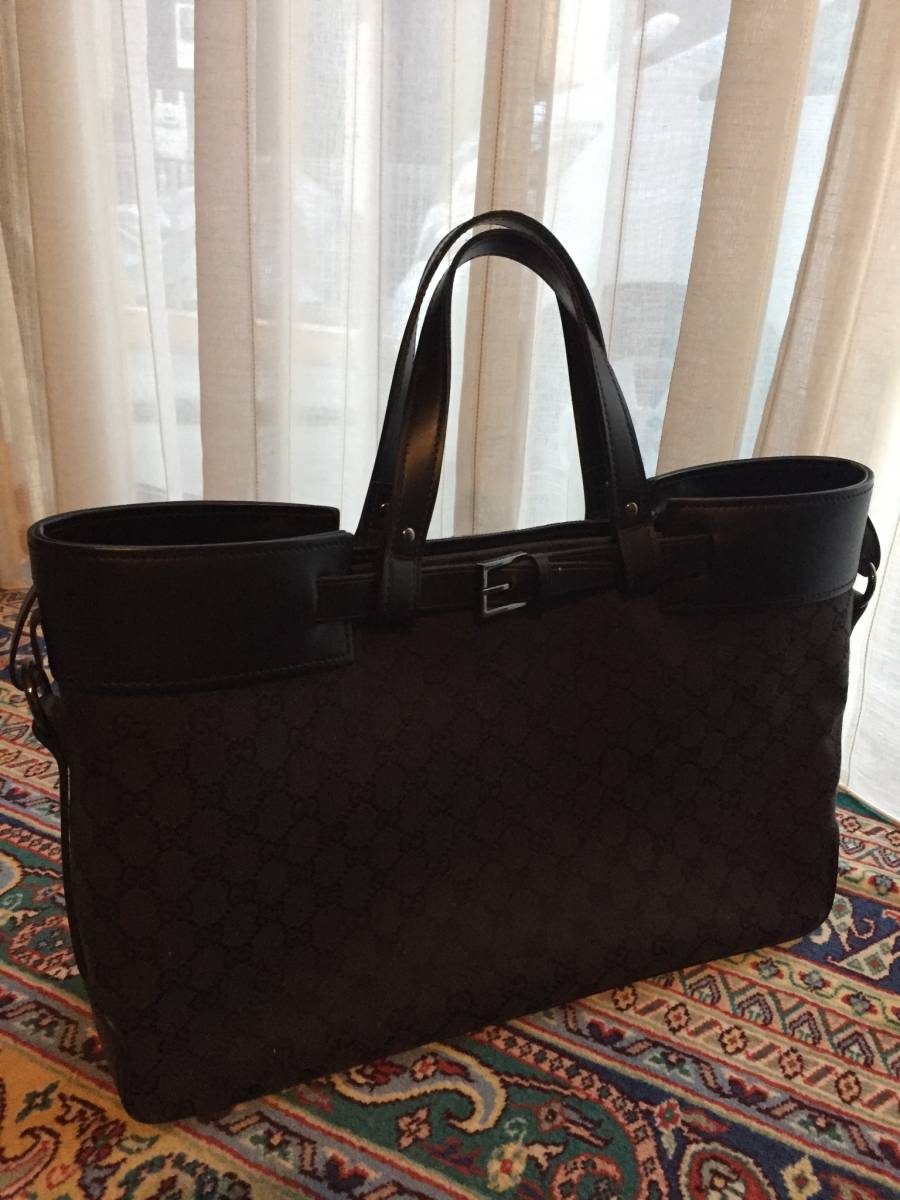 GUCCI GGキャンバス×レザー トートバッグ グッチ