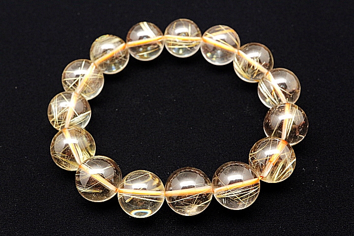 高級透明美14A 滅多に無い 山梨産 ルチル入 水晶 クリスタル ブレスレット 15mm 希少 国産天然石 【449B