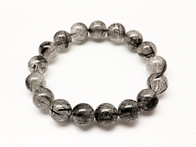 12A 男性に圧倒な人気☆滅多に無い ブラックルチル 黒針水晶 ブレスレット