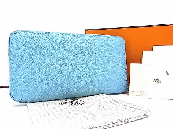 HERMES 長財布 アザップロングシルクイン ブルー ラウンド