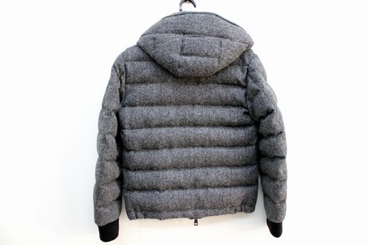 美品 クリーニング済 MONCLER モンクレール ♯Ｏ メンズ ダウンジャケット グレー ヘリンボーン 表地 ウール100％ フード取外可 正規店購入