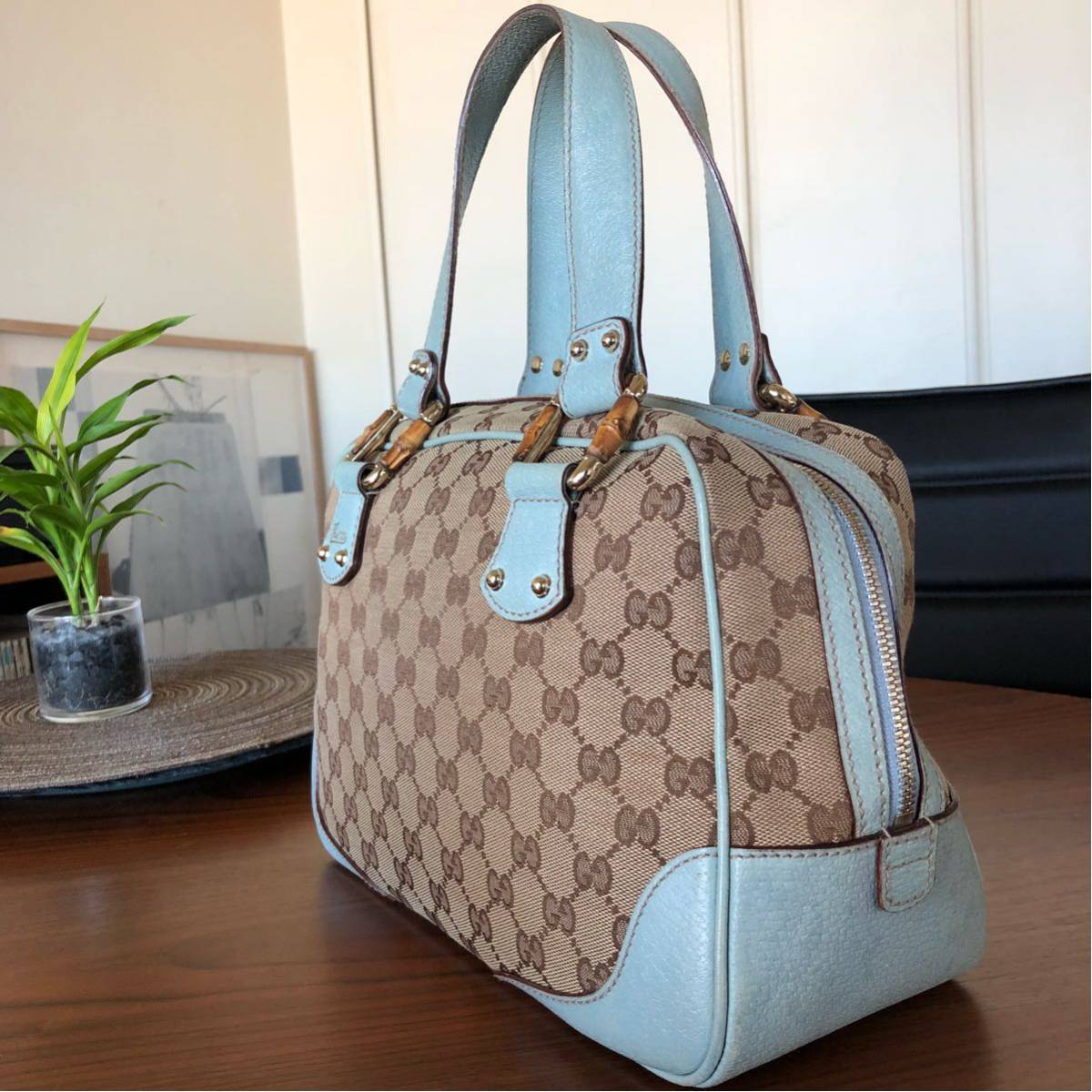 【01680】GUCCI グッチ GGキャンバス バンブー ハンドバッグ / トートバッグ 1000円スタート 最落なし★