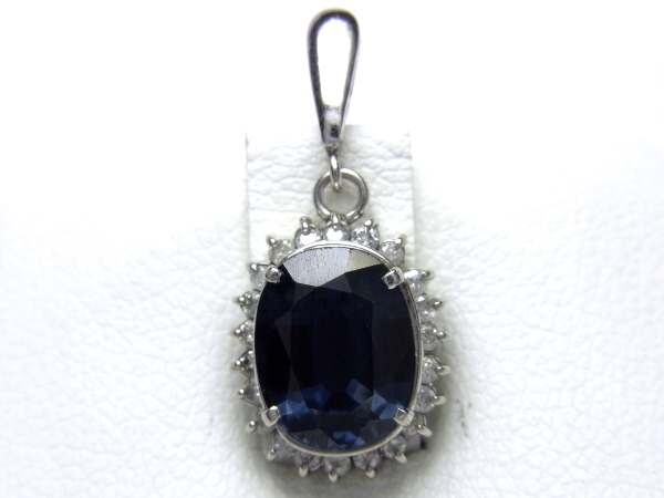 [Shimoe]最落無し！１円～ＰＴ９００　天然サファイア＆ダイヤペンダント