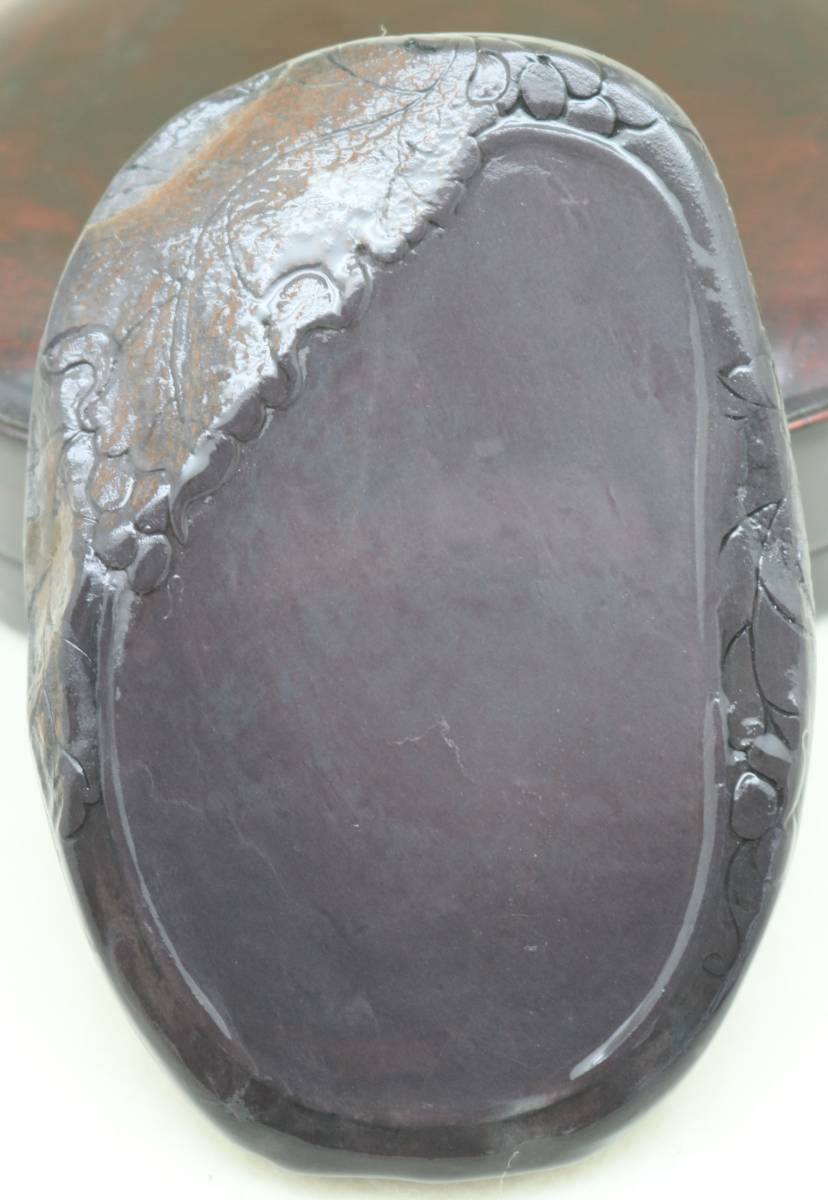 老坑 魚脳凍 端渓硯 端渓水巌 : 松鶴硯 天青色 氷