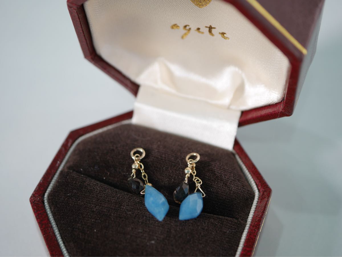 □アガット□agete□K10ピアス&ピアスチャームセット□ラピスラズリ