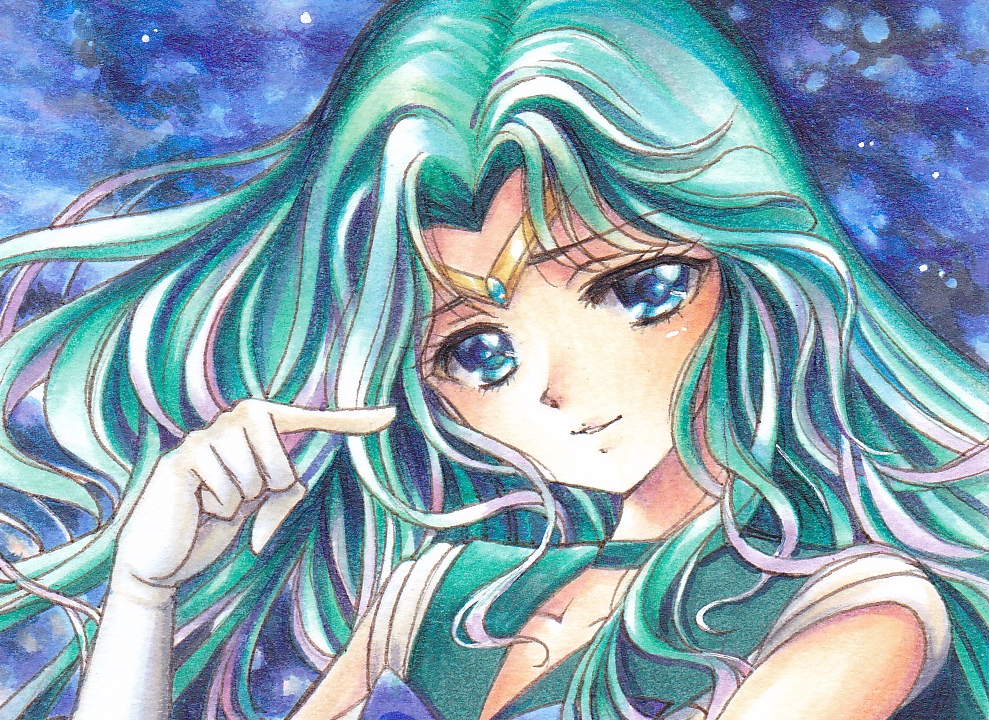 や*す様 手描きイラストA4　水彩画『ネプチューン』 手描きイラスト 原画 1点もの 美少女戦士セーラームーン セーラー