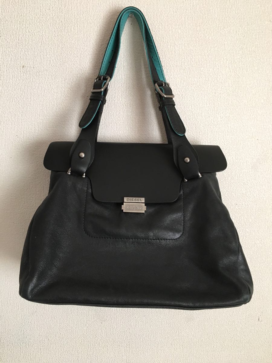 ○ディーゼル ブラックゴールド DIESEL/ハンドバッグ 黒×水色 BLACK 