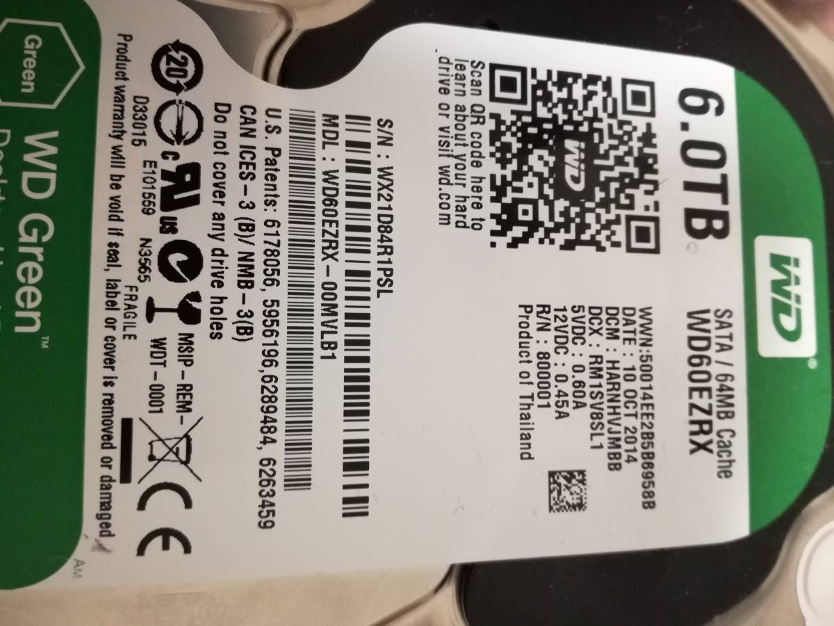 Western Digital 6TB SATA WD60EZRX Green ◇ Hard Blue Drive WD 
