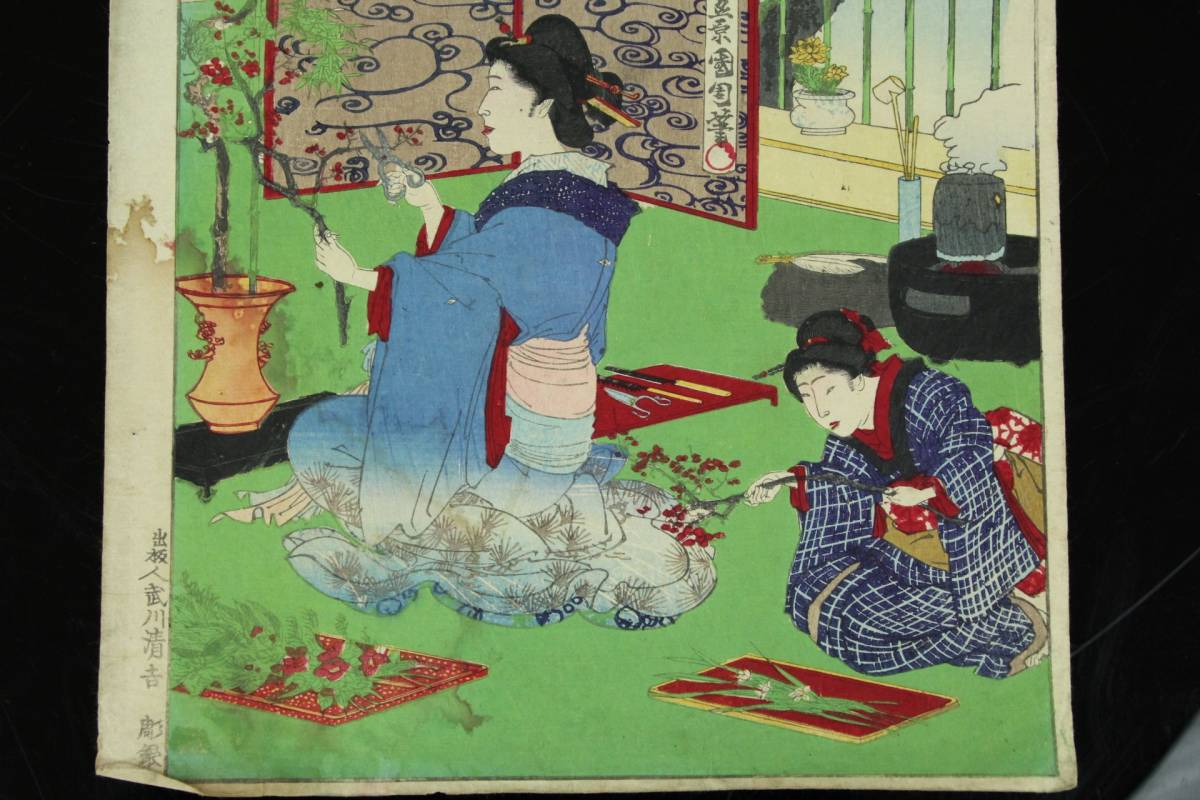 豊原国周 浮世絵『現時五十四情 第四十三号』木版画 明治十七年版 JAN025 豊原国周 現時五十四情 1884年 第三章 考察 –