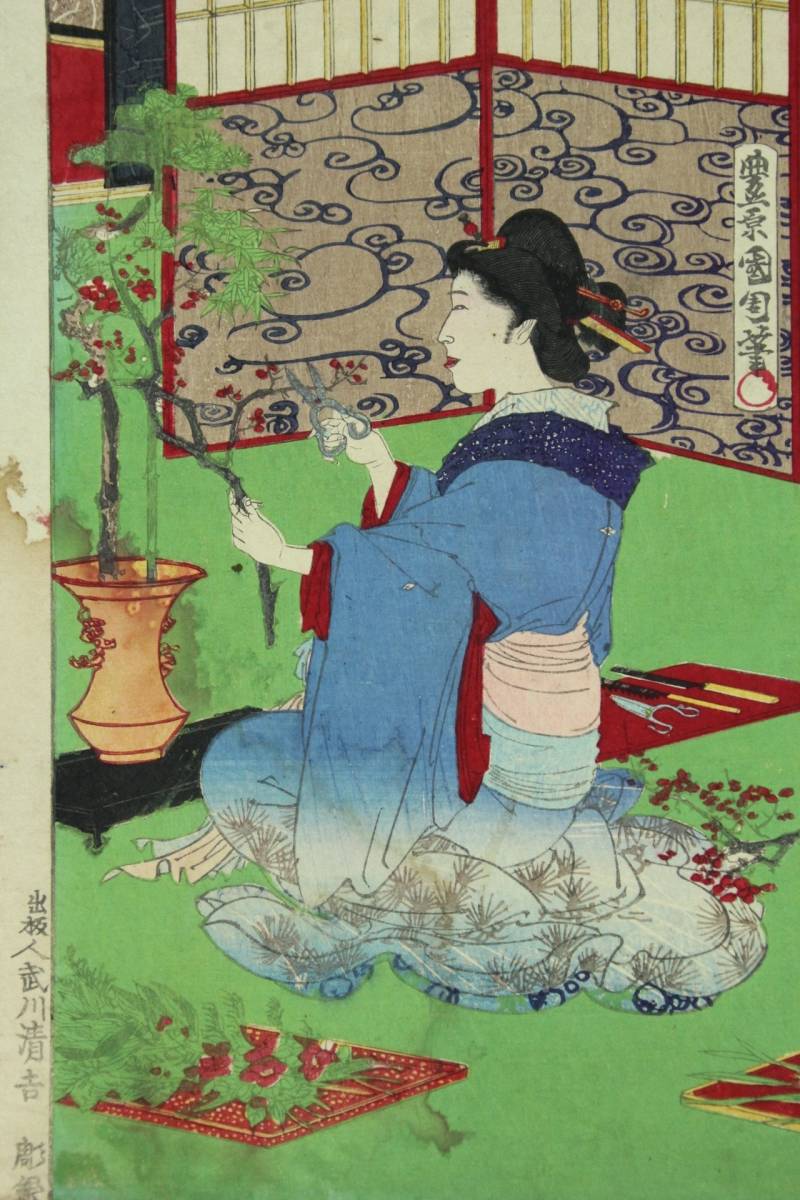 豊原国周 浮世絵『現時五十四情 第四十三号』木版画 明治十七年版 JAN025 豊原国周 現時五十四情 1884年 第三章 考察 –