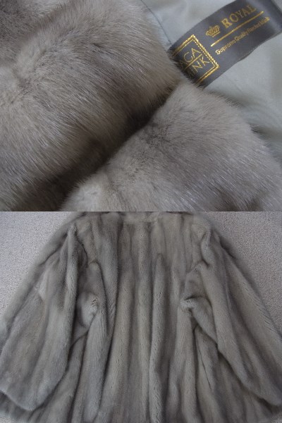♪ハンドメイド＊SAGAロイヤル＊サファイヤミンクのロングカフス　/未使用コートのリメイク　多機能チューブマフは別出品