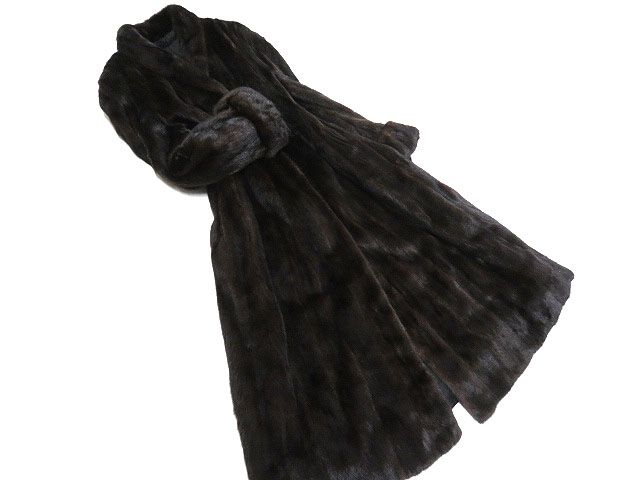極美品▽ROYAL SAGA MINK ロイヤルサガミンク Aライン 本毛皮ロング