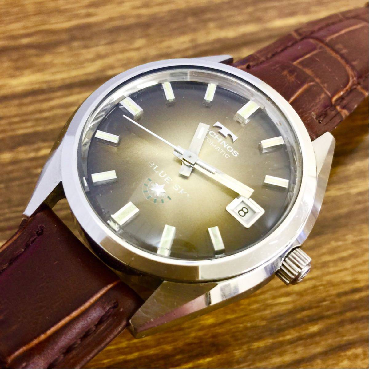 TECHNOS BLUE SKY 自動巻 メンズ 稼働⁄純正ブレスTECHNOS⁄テクノス 