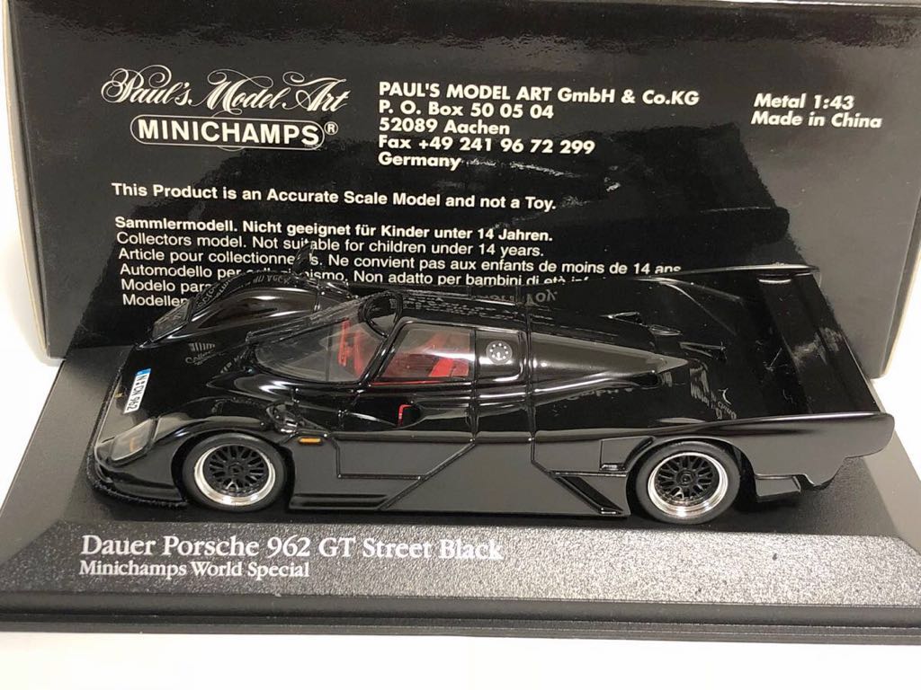 1/43 ミニチャンプス ダウアー ポルシェ 962 ストリート 黒 ミニカー