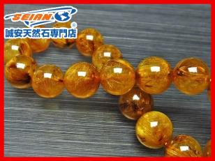 1円スタート！ 誠安◇ゴールドタイチンルチルブレスレット12mm[T473-3339]