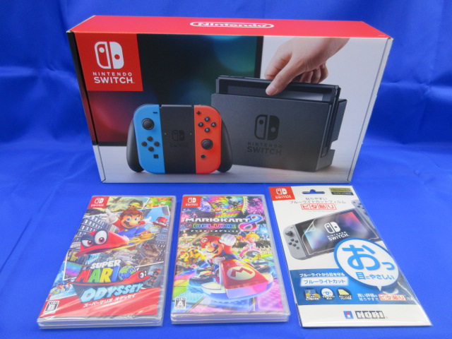 全国無料，最新作 Nintendo Switch Joy-Con L ネオンブルー/ R ネオンレッド+スーパーマリオ オデッセイ+マリオカート8 DX+液晶保護フィルム(ニンテンドースイッチ本体)｜売買されたオークション情報、yahooの商品情報 ニンテンドースイッチ本体