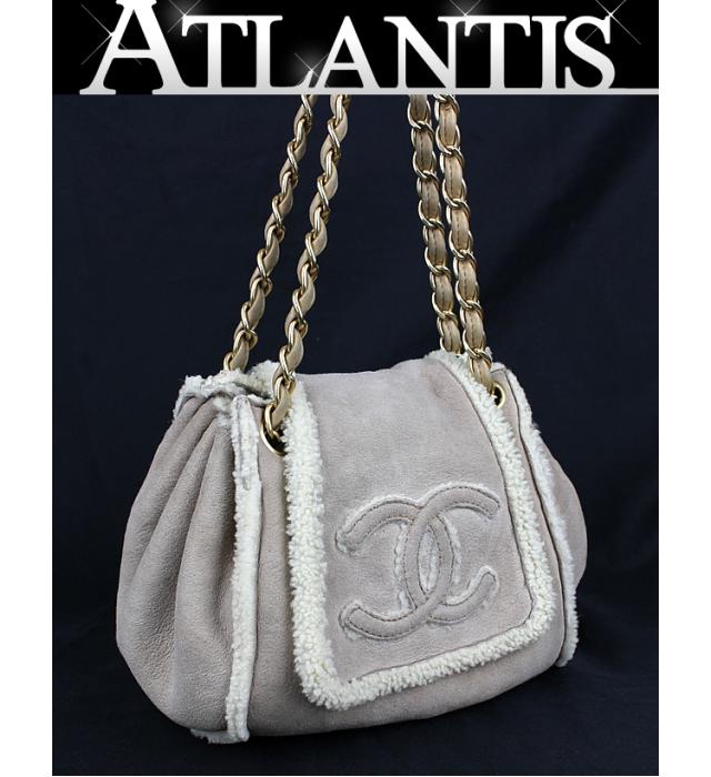 シャネル チェーン ショルダー バッグ ムートン ブラウン系 CHANEL