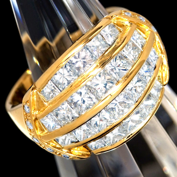 D5167【DIA】絶品大粒ダイヤモンド３．０９ct 最高級18金無垢セレブリティリング サイズ13 重さ9.1g 縦幅14.3mm