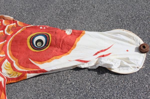 TB526古布 特大 鯉幟 鯉のぼり 緋鯉 397cm◇リメイク/素材/材料