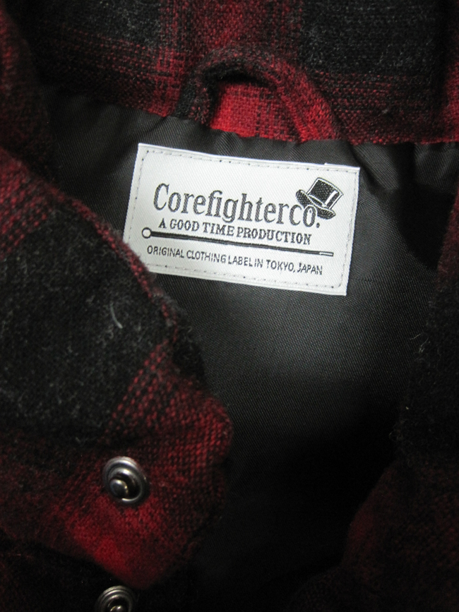 COREFIGHTER/コアファイター/チェック柄 ウール グースダウンベストM/赤×黒/メンズ/ドラゴンアッシュ降谷KJ着用ブランド