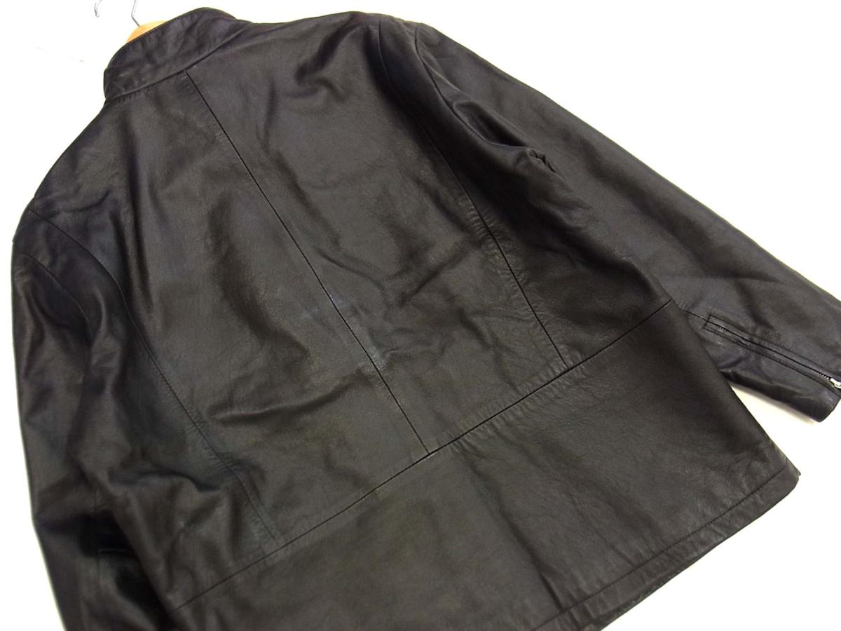 ▽タカキュー TAKA-Q 本革 羊革 ラムレザーシングルライダースジャケット メンズ 男性 ブラック 黒 100円スタート