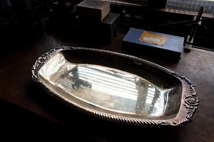 古い銀器トレー　32.5cm　シルバープレート　アンティーク