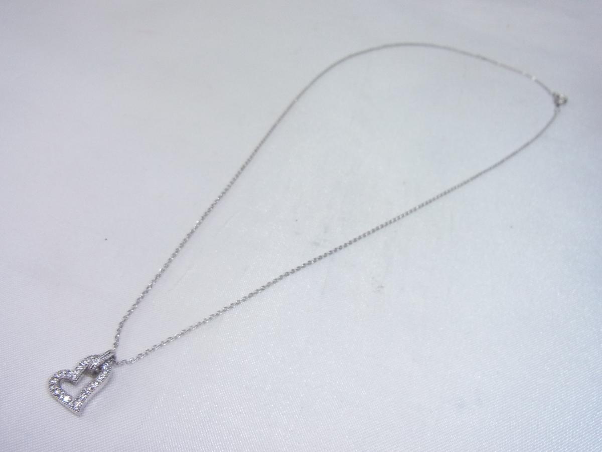 ネックレス ノンブランド ダイヤ0.12ct ハートチャーム K18WG ホワイト 