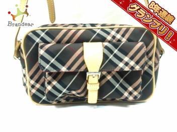 バーバリーブルーレーベル Burberry Blue Label バッグ ショルダーバッグ ナイロン×レザー ダークブラウン×ベージュ×マルチ チェック柄