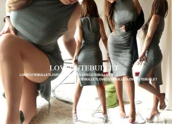 ハイネック脚魅せＷサイドスリットsexy美尻美脚タイトミディ丈ワンピ