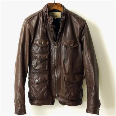 新品，定番人気 定価７万 AVIREX アヴィレックス 羊革 レザー ミリタリージャケット メンズL 茶 コンバット M-65 ライダース 革ジャン(Lサイズ)｜売買されたオークション情報、yahooの商品情報をアーカイブ公開 男性用