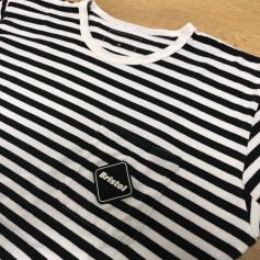 美品 FCRB ボーダーロングスリーブTシャツ/ホワイト×ブラック M