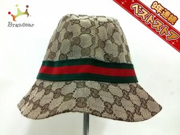 本物保証，得価 グッチ GUCCI 帽子 ハット L ポリエステル&times;コットン ベージュ&times;ダークブラウン&times;マルチ GG柄/シェリー(服飾小物)｜売買されたオークション情報、yahooの商品情報をアーカイブ公開 - 服飾小物