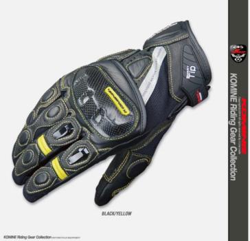 コミネ GK-160 プロテクトレザーグローブ-ブラフマ[黒黄/XL]