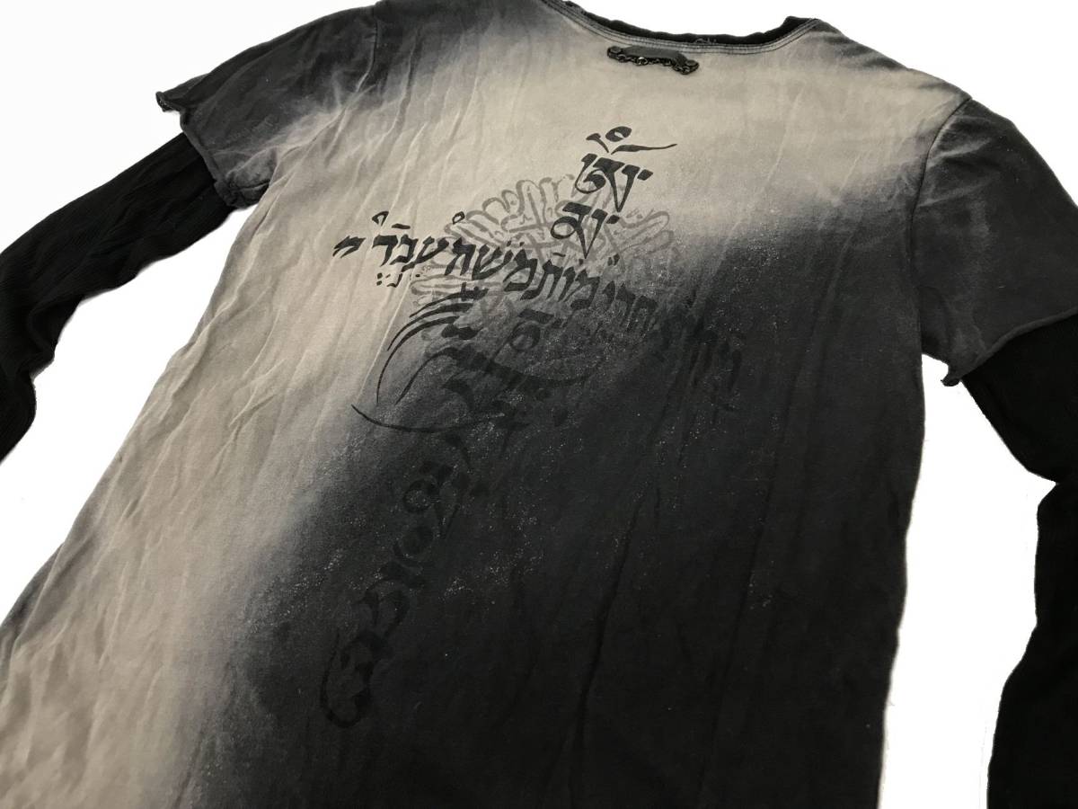 14th Addiction IMAGINE CROSS イマジン クロス ロゴ プリント ムラ染め ダメージ クラッシュ 加工 レイヤード カットソー ロンT Tシャツ