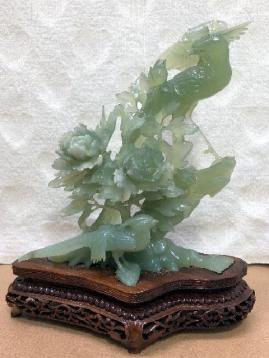 鳳凰 【成6】中国古玩◇玉製◇翡翠◇花鳥細密彫刻◇鳳凰