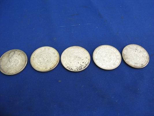 B02 古銭 一圓 銀貨 5点 竜 龍 明治 27 28 29(左丸銀打) 35 36年 硬貨 コイン １円 壱えん レトロ コレクション アンティーク 日本